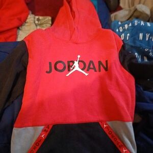 Jordan Kids Red and Black Logo Hoodie